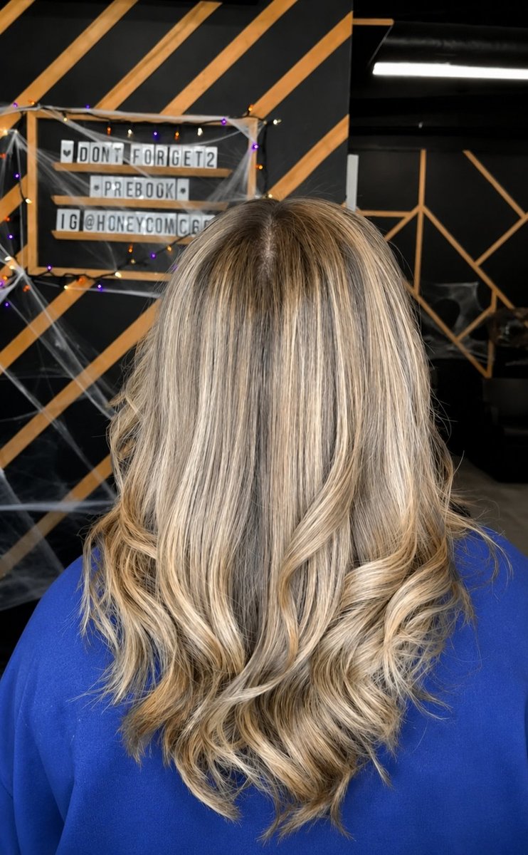 Dimensional blonde balayage at Honeycomb Salon