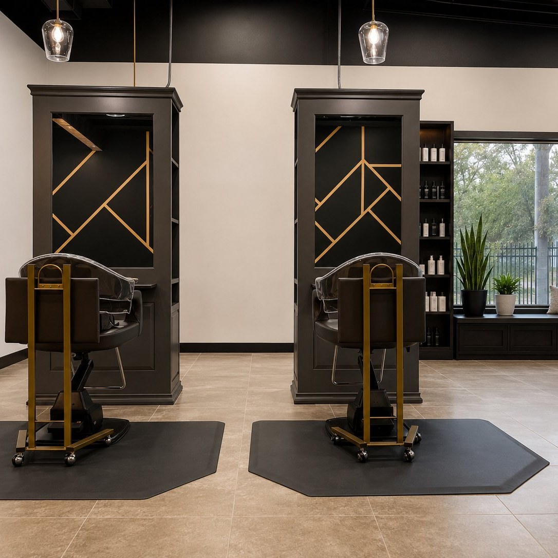 Honeycomb Salon interior with styling stations in Houston Northside
